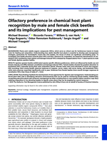 Olfactory preference in chemical host plant recognition by male and female click beetles and its implications for pest management