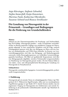 Die Gestaltung von Heterogenität in der Primarstufe: Grundlagen und Bedingungen für die Förderung von Grundschulkindern