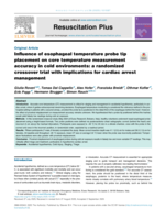 Influence of esophageal temperature probe tip placement on core temperature measurement accuracy in cold environments: a randomized crossover trial with implications for cardiac arrest management
