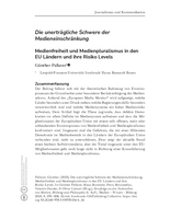 Die unerträgliche Schwere der Medieneinschränkung: Medienfreiheit und Medienpluralismus in den EU Ländern und ihre Risiko Levels
