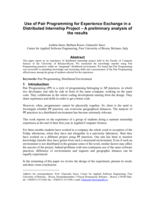 Use of Pair Programming for Experience Exchange in a Distributed Internship Project: A preliminary analysis of the results
