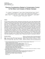 Planning Considerations Related to Contamination Control for the Return and Analysis of Martian Samples
