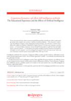 Editoriale: L’esperienza formativa e gli effetti dell’intelligenza artificiale