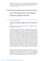 The Value Discriminant: How Metrics Threaten Academic Freedom