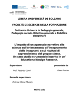 L’impatto di un approccio narrativo alle  scienze sull’orientamento all’insegnamento  delle insegnanti e sui risultati di  apprendimento del gruppo classe.: Un caso studio strumentale inserito in un’ Educational Design Research