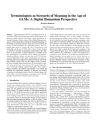Terminologists as Stewards of Meaning in the Age of LLMs: A Digital Humanism Perspective