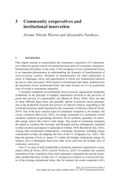 Community cooperatives and institutional innovation
