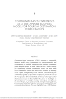 Community-based Enterprises as a Sustainable Business Model for Tourism Destination Regeneration