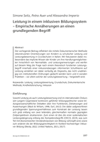 Leistung in Bildungssystemen: Empirische Annäherungen an einen grundlegenden Begriff im Schnittfeld von Unterrichtsforschung und Kindheitsforschung