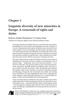 Linguistic diversity of new minorities in Europe: A crossroads of rights and duties