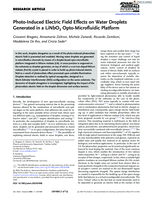Photo-Induced Electric Field Effects on Water Droplets Generated in a LiNbO3 Opto-Microfluidic Platform