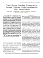 Toward Robots’ Behavioral Transparency of Temporal Difference Reinforcement Learning With a Human Teacher