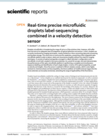 Real-time precise microfluidic droplets label-sequencing combined in a velocity detection sensor