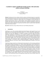 A method to support gamification design practice with motivation analysis and goal modeling