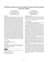 The role of design in post-participatory research and in framing processes’ legacy. The role of design in post-participatory research