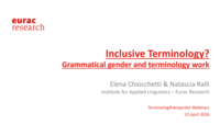 Inclusive Terminology? Grammatical gender and terminology work