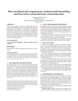 How Can (Physical) Computing Be Combined with Storytelling and Play in Pre-School and Early-School Education