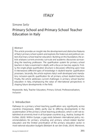 Primary School and Primary School Teacher Education in Italy