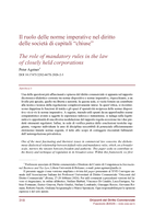 Il ruolo delle norme imperative nel diritto delle società di capitali “chiuse”