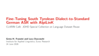 Fine-Tuning South Tyrolean Dialect-to-Standard German ASR with AlpiLinK