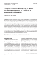 Singing in music education as a tool for the development of children's communication skills