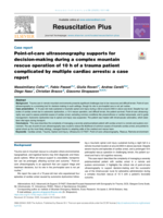 Point-of-care ultrasonography supports for decision-making during a complex mountain rescue operation of 10 h of a trauma patient complicated by multiple cardiac arrests: a case report