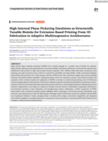 High Internal Phase Pickering Emulsions as Structurally Tunable Bioinks for Extrusion-Based Printing From 3D Fabrication to Adaptive Multiresponsive Architectures