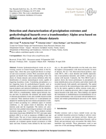 Detection and characterization of precipitation extremes and geohydrological hazards over a transboundary Alpine area based on different methods and climate datasets