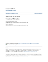 Editorial: Transitional Materialities