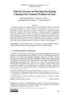 Effective Factors in Selecting Purchasing Channels for Cosmetic Products in Iran
