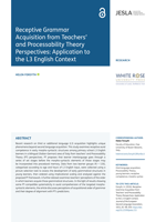 Receptive Grammar Acquisition from Teachers’ and Processability Theory Perspectives: Application to the L3 English Context