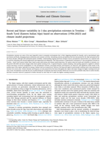 Recent and future variability in 1-day precipitation extremes in Trentino - South Tyrol (Eastern Italian Alps) based on observations (1956-2023) and climate model projections