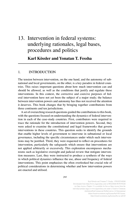 Intervention in Federal Systems: Underlying Rationales, Legal Bases, Procedures and Politics