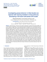 Investigating grease behavior in tilted double-row tapered roller bearing installed in wind turbine by developing a full-scale multi-phase CFD model