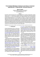 From Treebank Metadata to Sentence-Level Genre in Universal Dependencies: A Reproducible, Versioned Resource