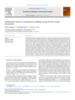 Translational research in management: Bridging the gap between theory and practice