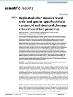 Replicated urban mosaics reveal trait- and species-specific shifts in carotenoid and structural plumage colouration of two passerines