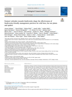 Farmers' attitudes towards biodiversity shape the effectiveness of biodiversity-friendly management practices for wild bees, but not plants and spiders