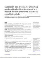 Succession as a process for unlearning gendered leadership roles in small and medium tourism family firms (SMTFFs): a qualitative study